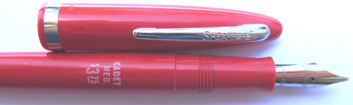 SHEAFFER CADET TOUCHDOWN FILLING FOUNTAIN PEN WITH STUB MANIFOLD NIB IN CHERRY RED
